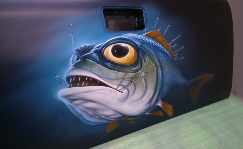 Рыба аэрография на авто