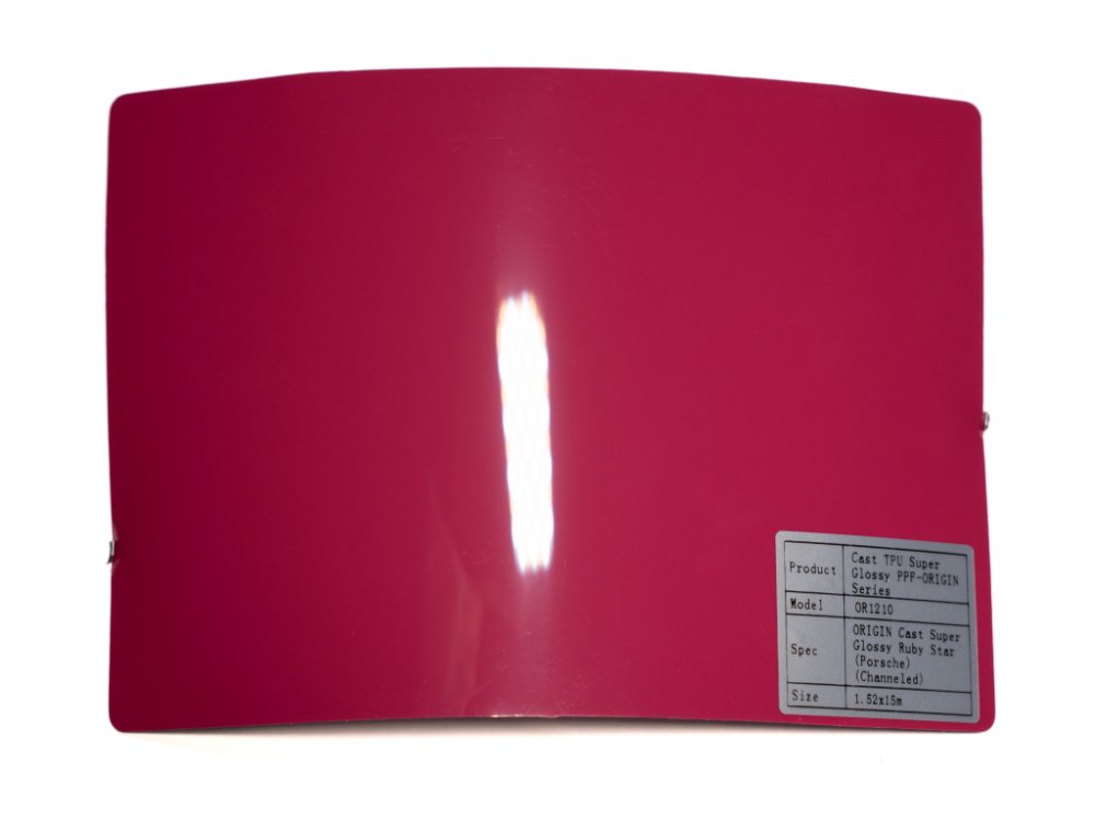 Полиуретановая пленка PPF Origin Colors Super Glossy Ruby Star (Porsche) (рубиновый), канальный, глянцевая, OR1210, 1,52×15 м
