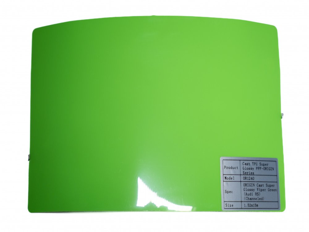 Полиуретановая пленка PPF Origin Colors Super Glossy Viper Green (Audi RS) (ядовито-зеленый), канальный, глянцевая, OR1240, 1,52×15 м