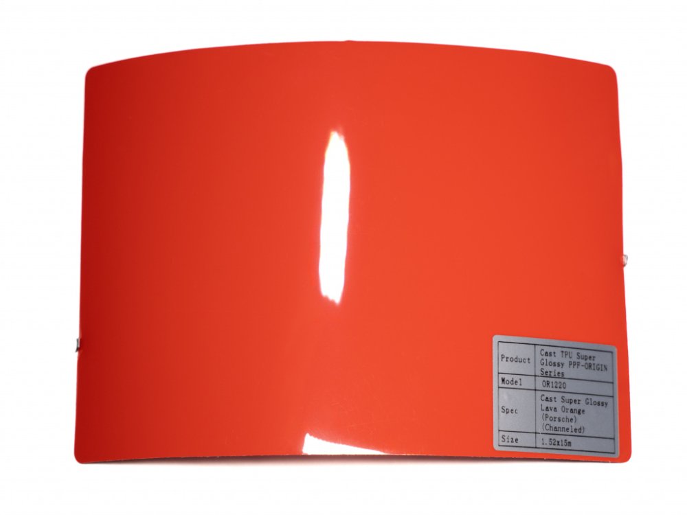 Полиуретановая пленка PPF Origin Colors Super Glossy Lava Orange (Porsche) (оранжевый), канальный, глянцевая, OR1220, 1,52×15 м