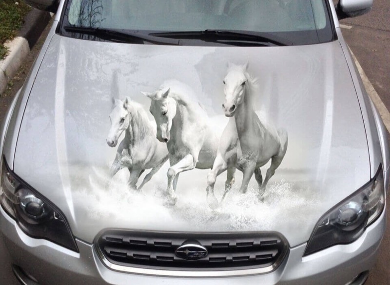 Винилография на авто с изображением лошади или коня