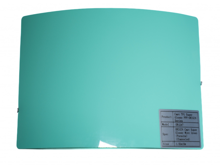 Полиуретановая пленка PPF Origin Colors Super Glossy Mint Green (Porsche) (Мятно-зеленый), канальный, глянцевая, OR1247, 1,52×15 м