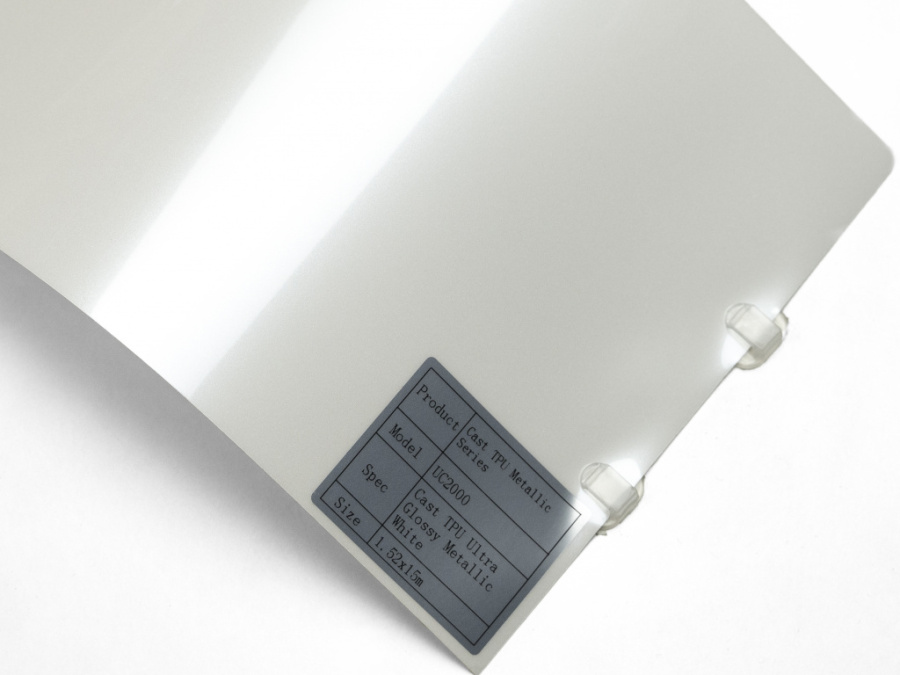Полиуретановая пленка PPF Colors Glossy Metallic White (белый металлик), глянцевая, UC2000, 1,52×15 м